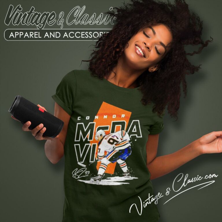 Connor Mcdavid Edmonton Oilers Number 97 Signature Women T Shirt Connor Mcdavid Edmonton Oilers Number 97 Signature Women T Shirt