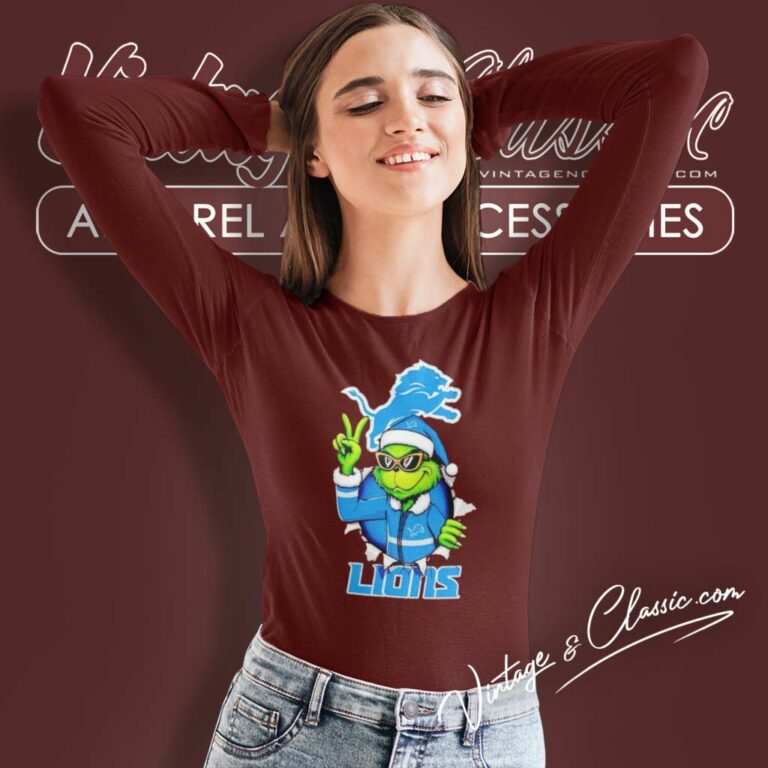 Cool Grinch Detroit Lions Christmas Nfl Long Sleeve Tee Cool Grinch Detroit Lions Christmas Nfl Long Sleeve Tee
