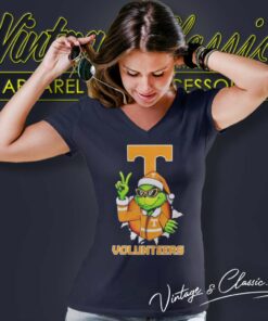 Cool Grinch Tennessee Volunteers Christmas Ut V Neck TShirt