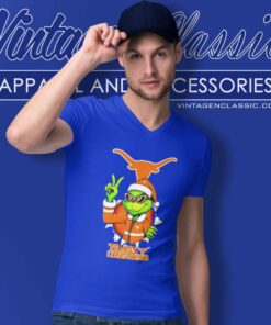 Cool Grinch Texas Longhorns Christmas Ncaa Football V Neck TShirt