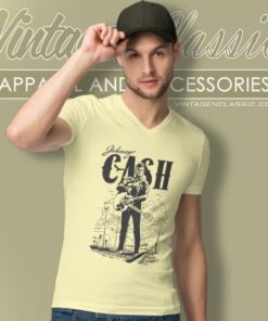 Cool Man Johnny Cash Art V Neck TShirt