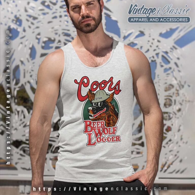 Coors Beer Wolf Logger Tank Top Racerback Coors Beer Wolf Logger Tank Top Racerback
