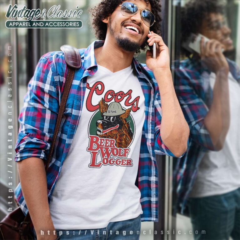 Coors Beer Wolf Logger V Neck TShirt Coors Beer Wolf Logger V Neck TShirt