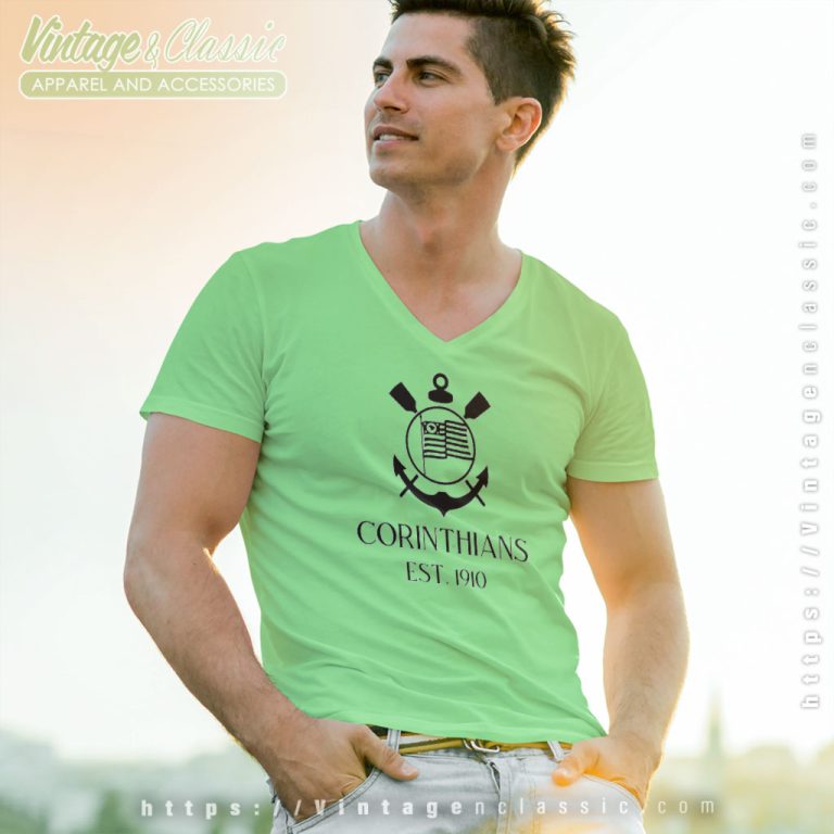 Corinthians Clube Logo V Neck TShirt Corinthians Clube Logo V Neck TShirt