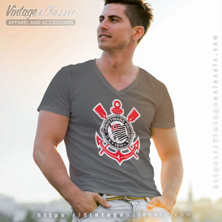 Corinthians Paulista Logo V Neck TShirt Corinthians Paulista Logo V Neck TShirt