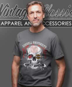 Cornell University Harley Davidson Skull T Shirt