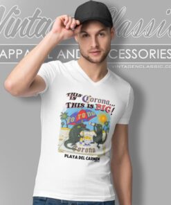 Corona Beer Shirt Mexican Lizard V Neck TShirt