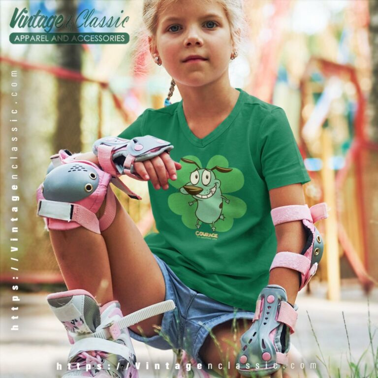 Courage The Cowardly Dog Saint Patricks Day Kid V Neck TShirt Courage The Cowardly Dog Saint Patricks Day Kid V Neck TShirt