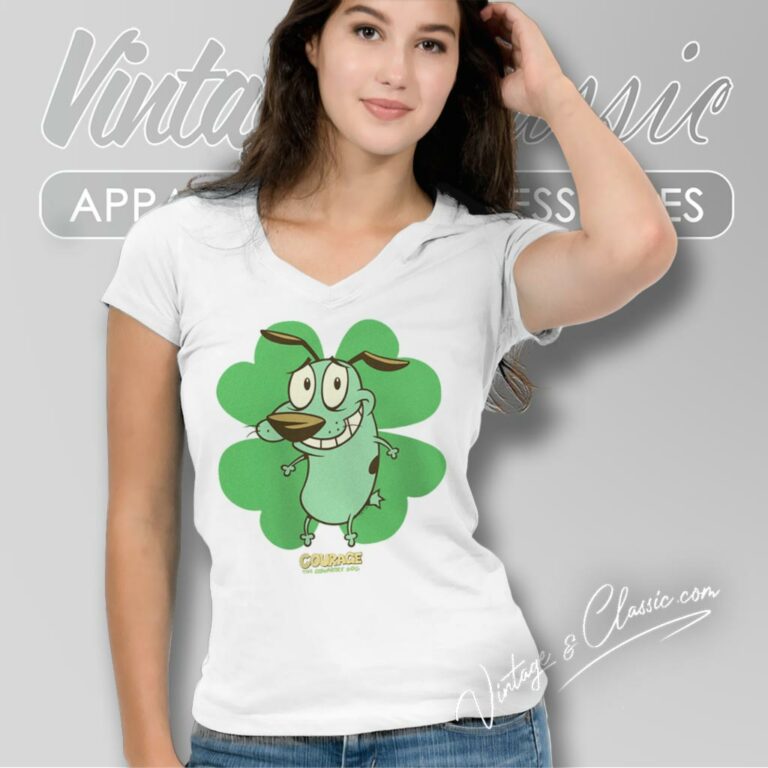 Courage The Cowardly Dog Saint Patricks Day V Neck TShirt Courage The Cowardly Dog Saint Patricks Day V Neck TShirt