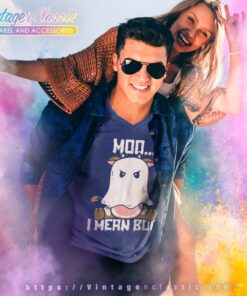 Cow Ghost Moo I Mean Boo Halloween 2023 V Neck TShirt