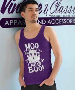 Cow Ghost Moo I Mean Boo Halloween Humor Tank Top Racerback