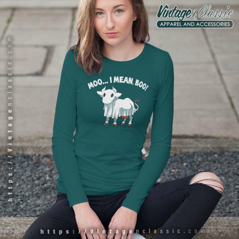 Cow Halloween Moo Cow Moo I Mean Boo Funny Long Sleeve Tee Cow Halloween Moo Cow Moo I Mean Boo Funny Long Sleeve Tee