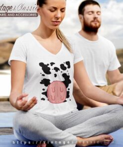 Cow Udder Pattern Funny Lazy Diy Costume Easy Halloween V Neck TShirt