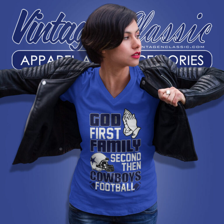 Cowboys God First Family Second Then V Neck TShirt Cowboys God First Family Second Then V Neck TShirt