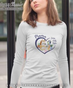 Custom Mama Chilli Heart Bluey Gift For Mom Long Sleeve Tee