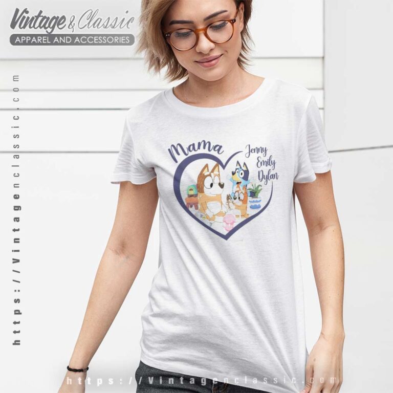 Custom Mama Chilli Heart Bluey Gift For Mom T Shirt Custom Mama Chilli Heart Bluey Gift For Mom T Shirt