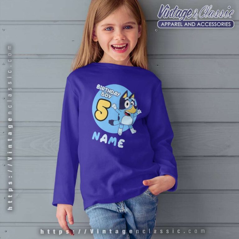 Custom Name Bluey Birthday Party kids Longsleeves Custom Name Bluey Birthday Party kids Longsleeves