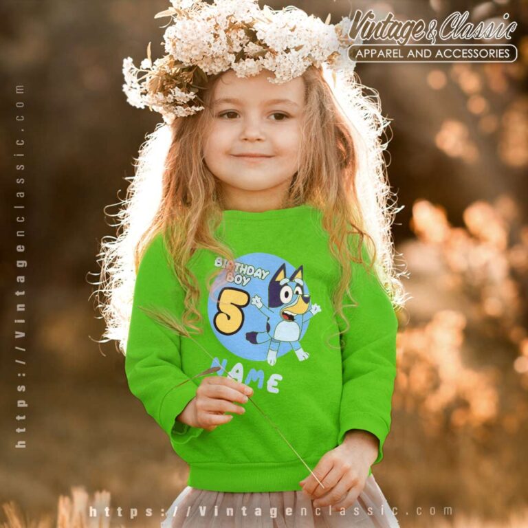 Custom Name Bluey Birthday Party kids Sweetshirt Custom Name Bluey Birthday Party kids Sweetshirt