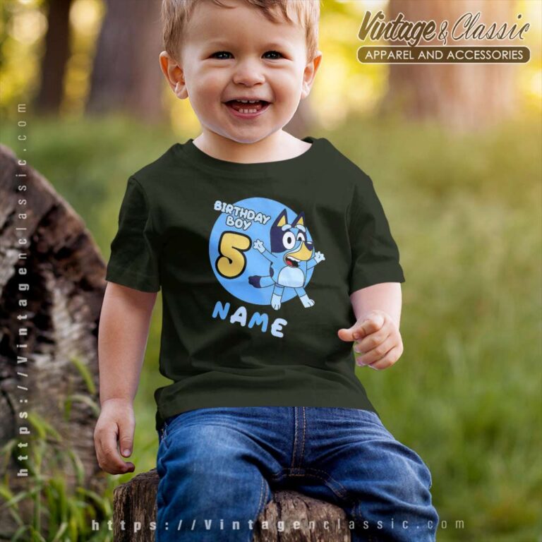 Custom Name Bluey Birthday Party kids Tshirt Custom Name Bluey Birthday Party kids Tshirt
