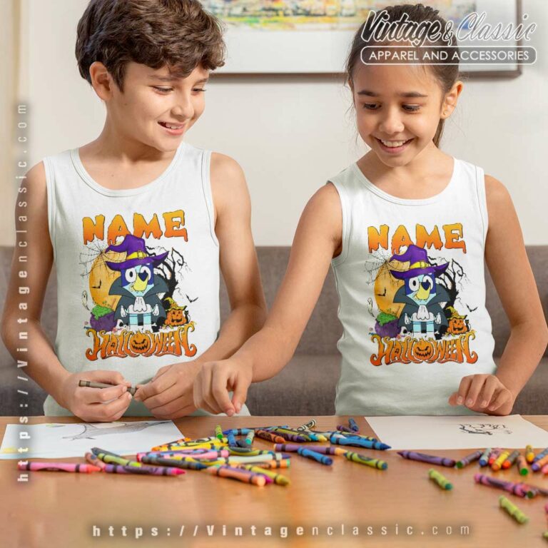 Custome Bluey Halloween Shirt Gift For Fan kids Tanktop Custome Bluey Halloween Shirt Gift For Fan kids Tanktop