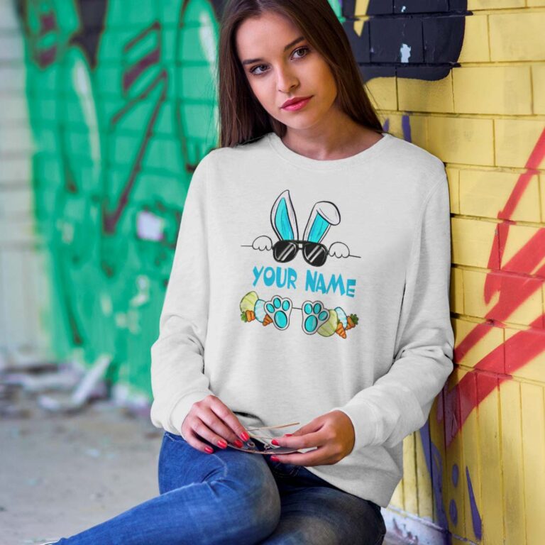 Customize Your Name Easter Bunny Sweatshirt Customize Your Name Easter Bunny Sweatshirt