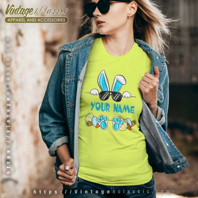 Customize Your Name Easter Bunny Vneck Customize Your Name Easter Bunny Vneck