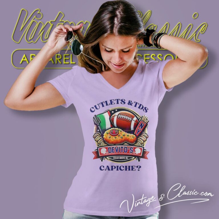 Cutlets And Tds Devito New York Giants Capiche V Neck TShirt Cutlets And Tds Devito New York Giants Capiche V Neck TShirt