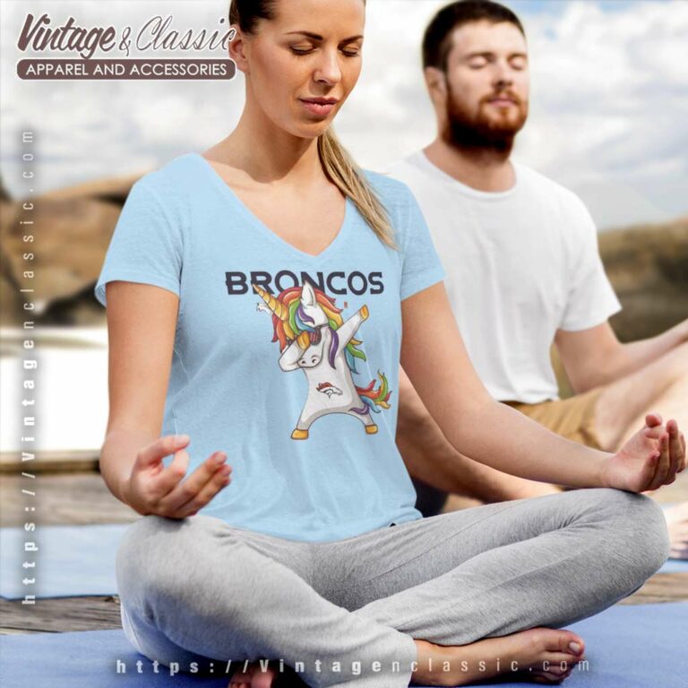 Dabbing Unicorn Denver Broncos V Neck TShirt Dabbing Unicorn Denver Broncos V Neck TShirt