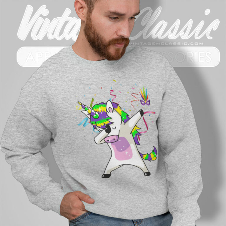 Dabbing Unicorn Mardi Gras Mask Sweatshirt Dabbing Unicorn Mardi Gras Mask Sweatshirt