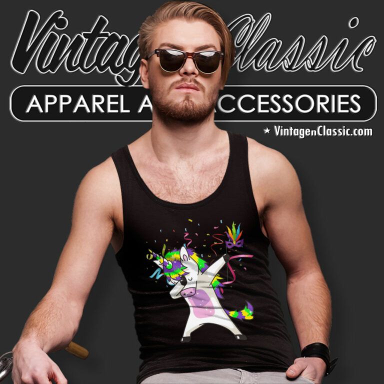 Dabbing Unicorn Mardi Gras Mask Tank Top Racerback Dabbing Unicorn Mardi Gras Mask Tank Top Racerback