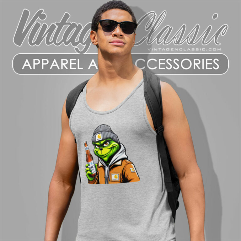 Dad Grinch Drinking Beer Busch Light Tank Top Racerback Dad Grinch Drinking Beer Busch Light Tank Top Racerback