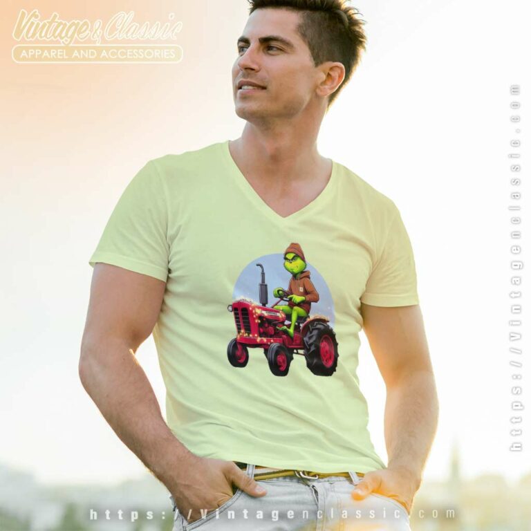 Dad Grinch On A Tractor Shirt Gift For Father Vneck Dad Grinch On A Tractor Shirt Gift For Father Vneck