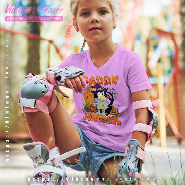 Daddy Bluey Halloween Shirt Gift For Father kids Vneck Daddy Bluey Halloween Shirt Gift For Father kids Vneck