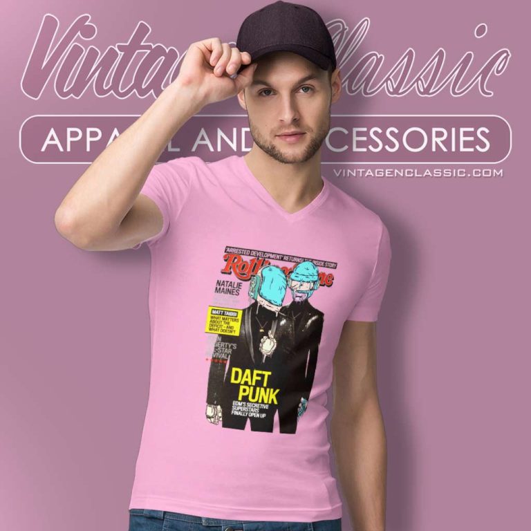 Daft Punk In Rolling Stone V Neck TShirt Daft Punk In Rolling Stone V Neck TShirt