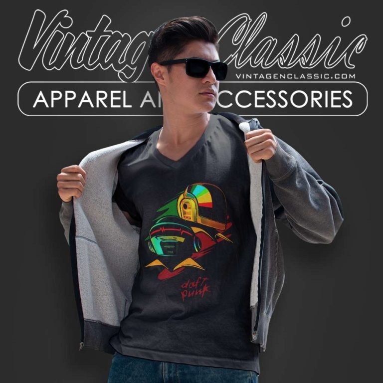 Daft Punk Paint V Neck TShirt Daft Punk Paint V Neck TShirt