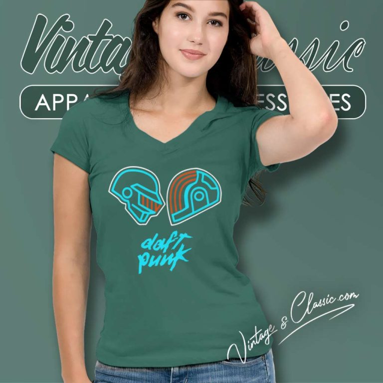 Daft Punk Shirt Alive Album Logo V Neck TShirt Daft Punk Shirt Alive Album Logo V Neck TShirt