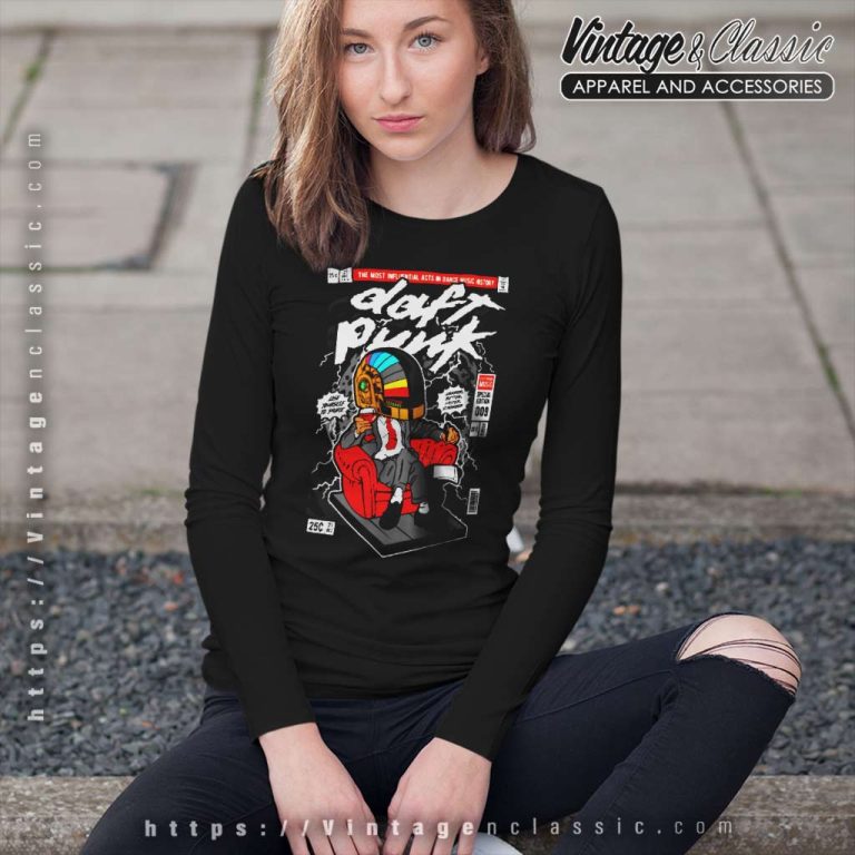 Daft Punk Shirt Comic Version Long Sleeve Tee Daft Punk Shirt Comic Version Long Sleeve Tee