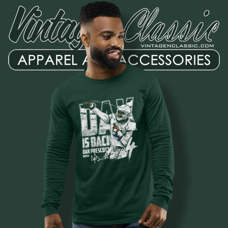 Dak Is Back Dak Prescott Dallas Cowboys Signature Long Sleeve Tee Dak Is Back Dak Prescott Dallas Cowboys Signature Long Sleeve Tee