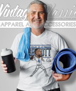 Dak Prescott Cartoon Wht V Neck TShirt