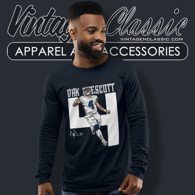 Dak Prescott Number W Wht Long Sleeve Tee Dak Prescott Number W Wht Long Sleeve Tee