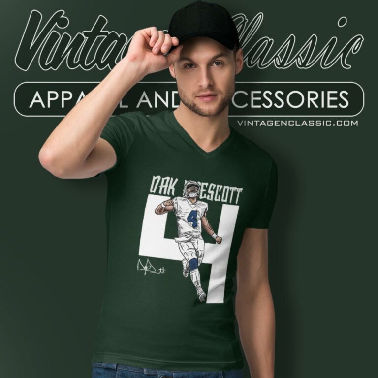 Dak Prescott Number W Wht V Neck TShirt Dak Prescott Number W Wht V Neck TShirt