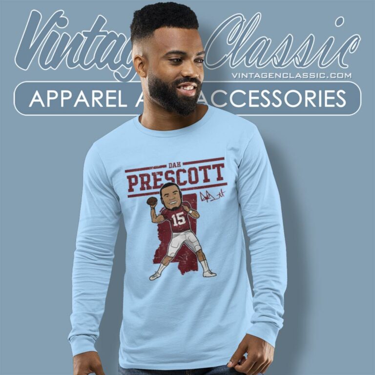 Dak Prescott Shirt Mississippi State Toon R Long Sleeve Tee Dak Prescott Shirt Mississippi State Toon R Long Sleeve Tee