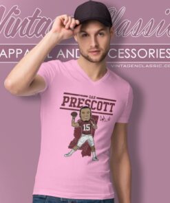Dak Prescott Shirt Mississippi State Toon R 5 Dak Prescott Shirt Mississippi State Toon R V Neck TShirt