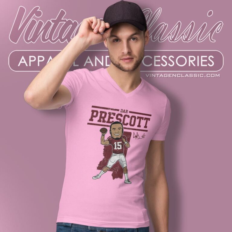 Dak Prescott Shirt Mississippi State Toon R V Neck TShirt Dak Prescott Shirt Mississippi State Toon R V Neck TShirt