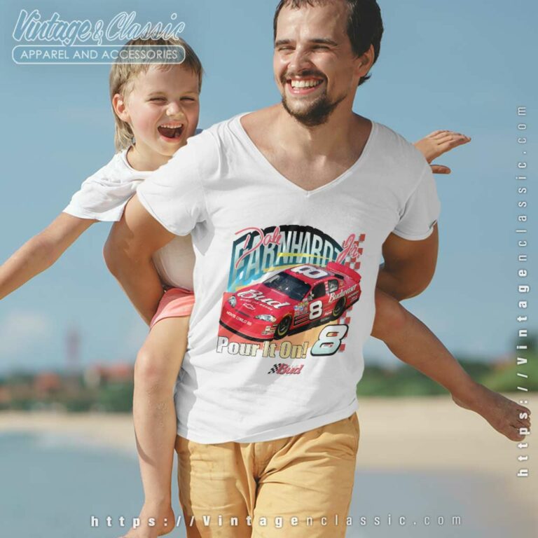 Dale Earnhardt Jr 8 Nascar Budweiser V Neck TShirt 1 Dale Earnhardt Jr 8 Nascar Budweiser V Neck TShirt 1