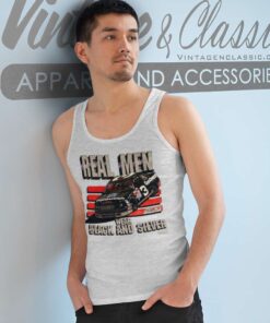 Dale Earnhardt Nascar Shirt Real Men Wear Black And Silver Tank Top Racerback