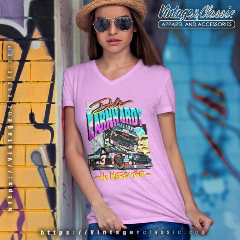 Dale Earnhardt No Mercy Tour Nascar Vintage V Neck TShirt 1 Dale Earnhardt No Mercy Tour Nascar Vintage V Neck TShirt 1