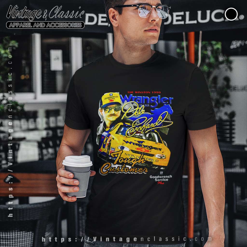 thumbnail interactive-video image 1 of Vintage Dale Earnhardt Wrangler Tough Customer NASCAR T-Shirt - Black XL 1 of 4