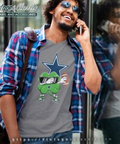 Dallas Cowboys Football Dabbing Four Leaf Clover V Neck TShirt