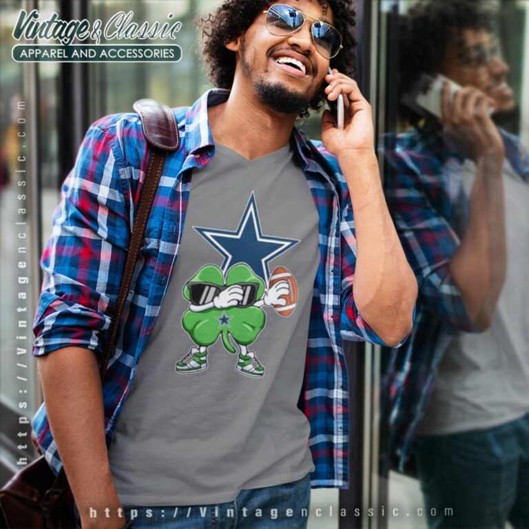 Dallas Cowboys Football Dabbing Four Leaf Clover V Neck TShirt Dallas Cowboys Football Dabbing Four Leaf Clover V Neck TShirt